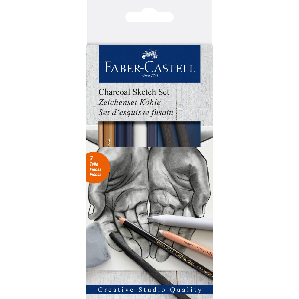 Faber-Castell Charcoal Sketch Set - 7 Piece Charcoal and Pastel Art Supplies Set