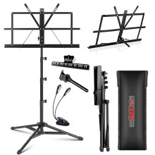 5 Core Muziekstandaard 2 in 1 Professionele Draagbare Verstelbare 27.6-67 Inch Opvouwbare Notenhouder