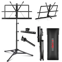 5 Core Muziekstandaard 2 in 1 Professionele Draagbare Verstelbare 27.6-67 Inch Vouwbare Notenhouder