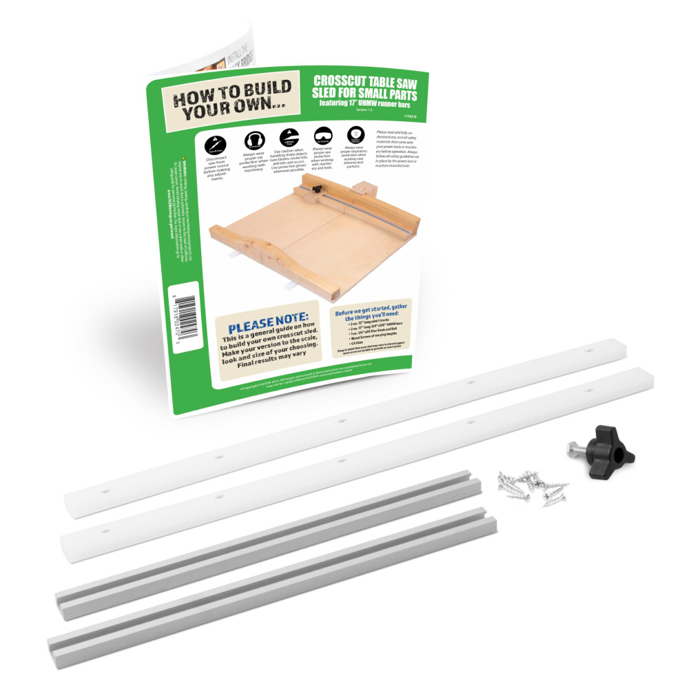 Fulton DIY Table Saw Crosscut Sled Kit (17 Kit w/Predrilled UHMW Bars)
