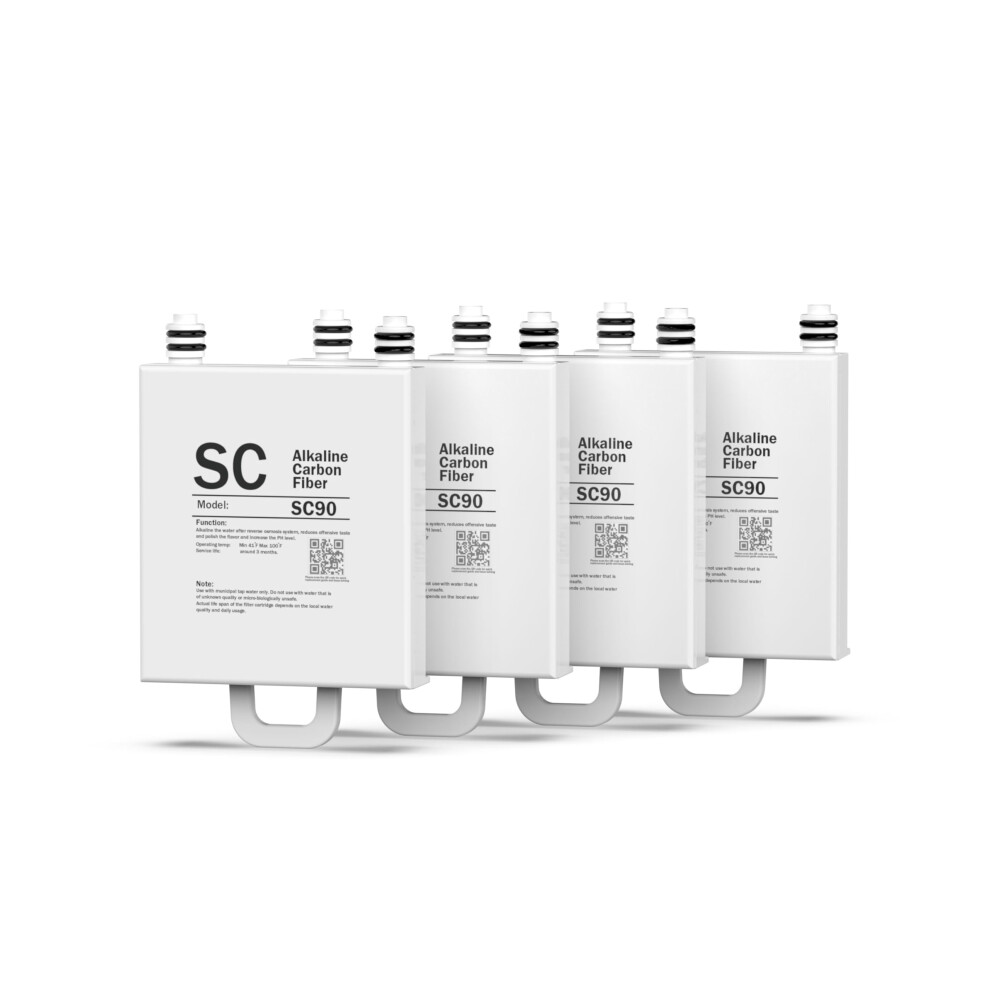 Frizzlife SC90 Replacement Post Filter Cartridge For WB99 Countertop Reverse Osmosis Water Filter System - Alkaline  Pack 4