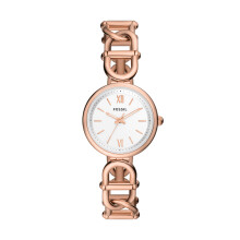 Damski zegarek Fossil Carlie Quartz ze stali nierdzewnej z trzema wskazówkami Kolor: różowe złoto (model: ES5273)