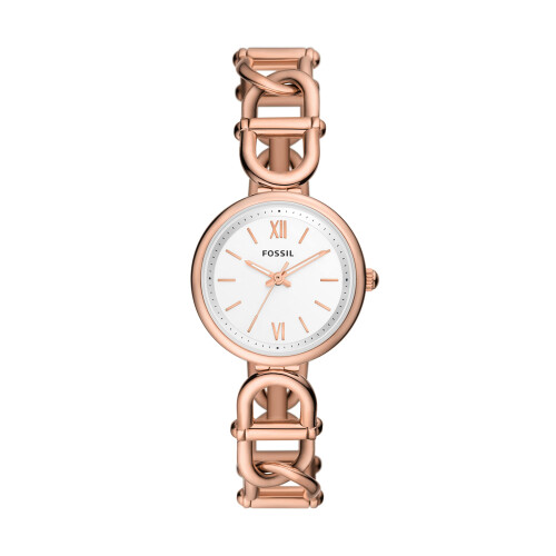 Fossil Women's Carlie Quartz Stainless Steel Three-Hand Watch Color: Rose Gold (Model: ES5273)