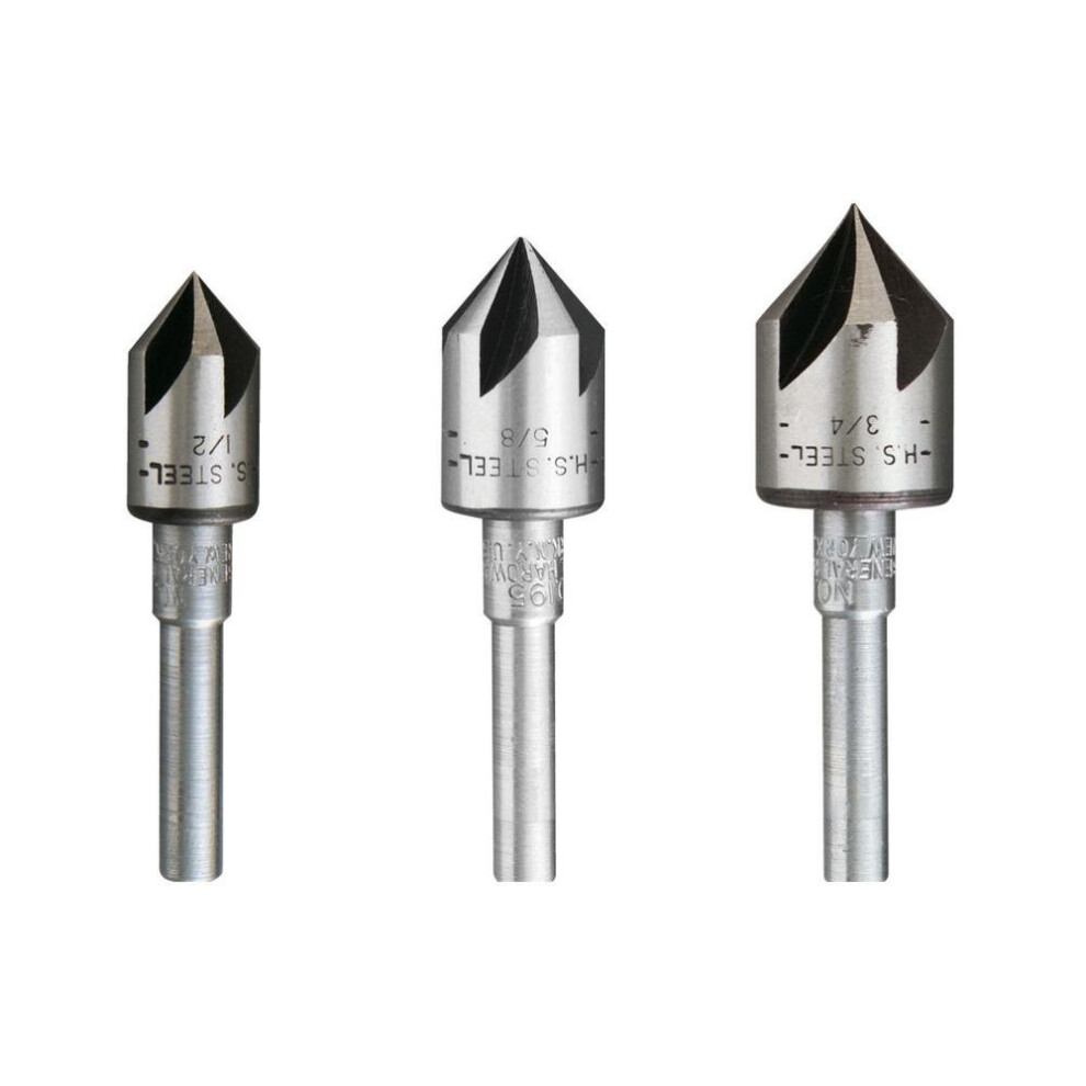 General Tools 3 Piece Countersink Bit Set #195St Includes 1/2 In. 5/8 In. And 3/4 In. Bits 038728001955