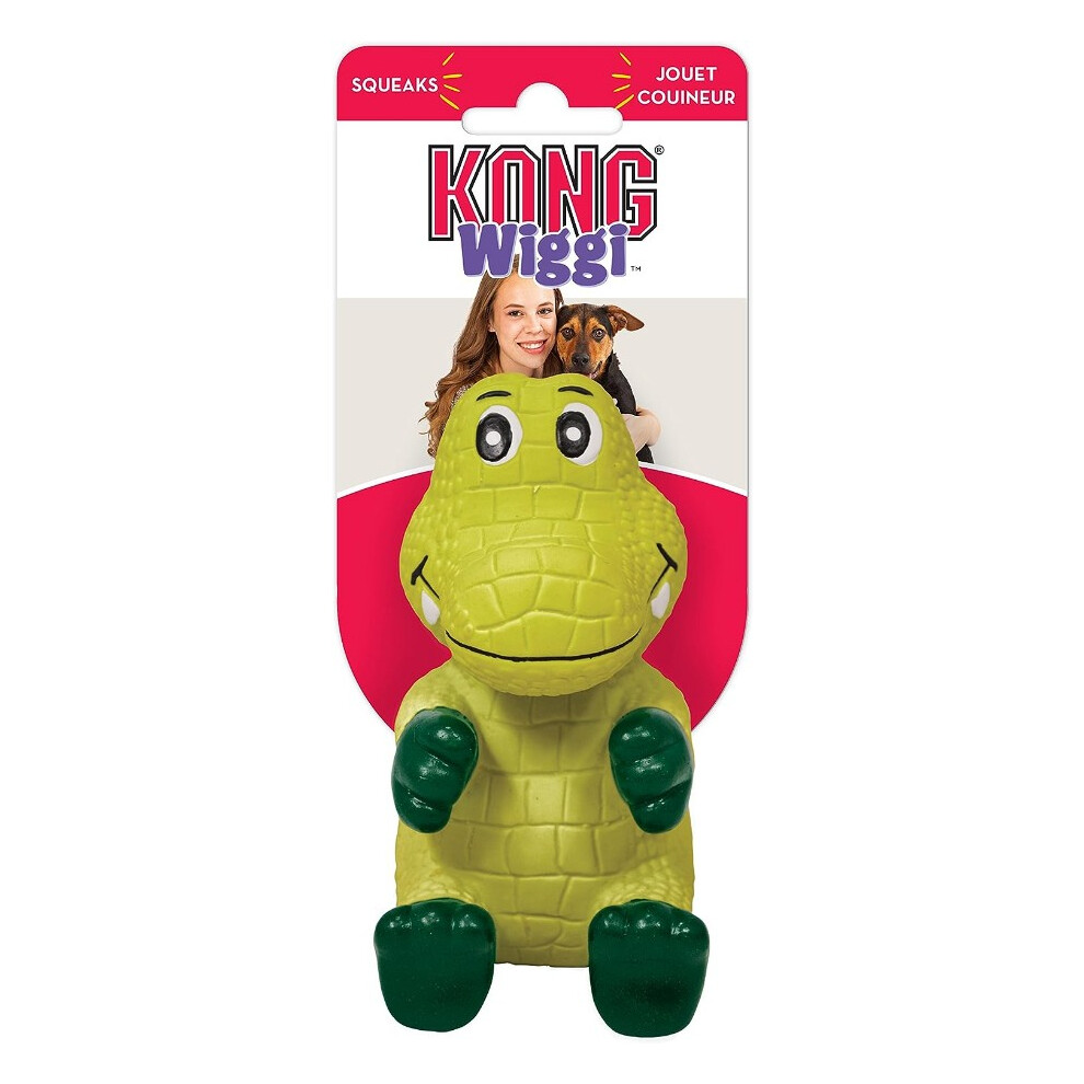 KONG Wiggi Alligator Squeaker Dog Toy Small