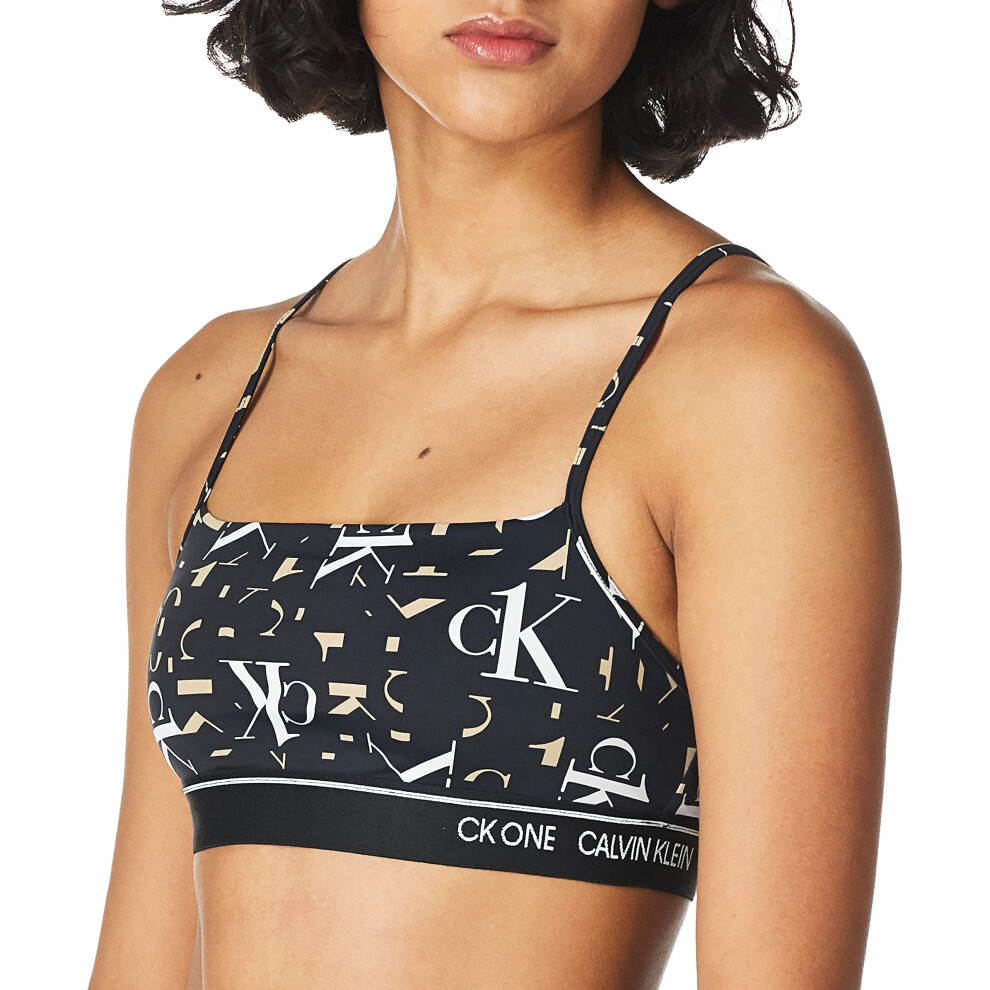 Calvin Klein Women's Ck One Micro Unlined Bralette  Intersection Logo Print  S