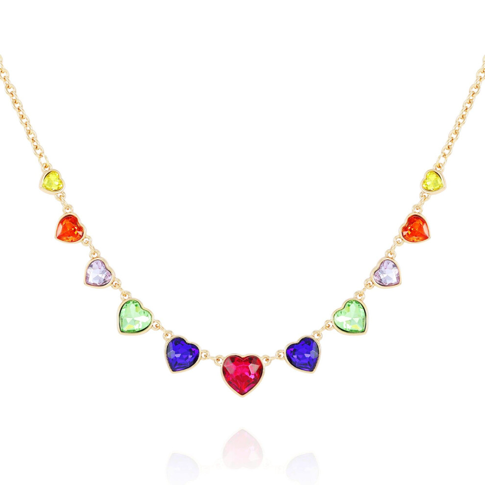 GUESS Goldtone Rainbow Glass Stone Statement Necklace For Women