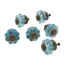 Dritz Home 47046A Glazen Scallops Knop Medium Blauw (6-delig)