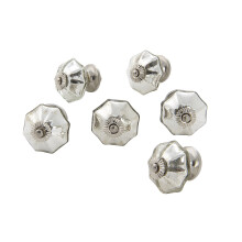 Dritz Home 47008A Glazen Mercury Scallop-knop Zilver (6-delig)