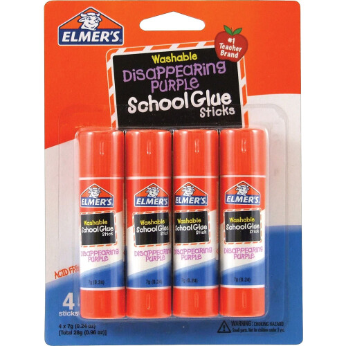 Elmer's E543 Πλενόμενα Κολλύρια Σχολείου, Μωβ που Εξαφανίζεται, 4/Συσκευασία 1