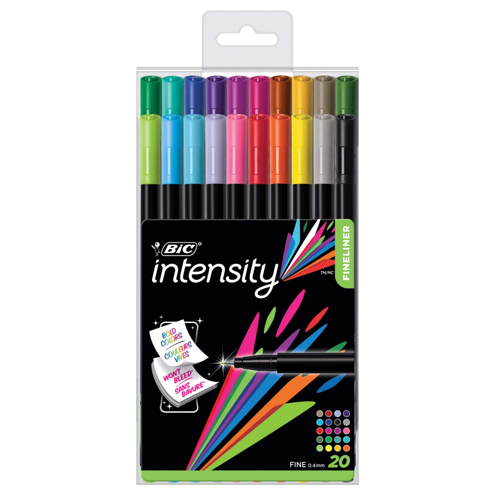 BIC Intensity Porous Point Pen  Stick  Fine 0.4 Mm  Assorted Ink And Barrel Colors  20/pack
