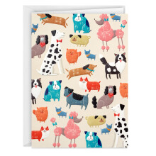 Hallmark blanco kaarten kleurrijke honden (20 kaarten met enveloppen)