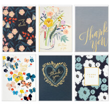 Hallmark bedankkaartjes assortiment folie harten en bloemen (48 bedankbriefjes en enveloppen)