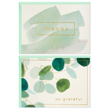 Hallmark bedankkaartjes assortiment aquarel groen (50 bedankbriefjes en enveloppen)