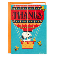 Hallmark Peanuts takkekort Snoopy i luftballon (20 kort med konvolutter)