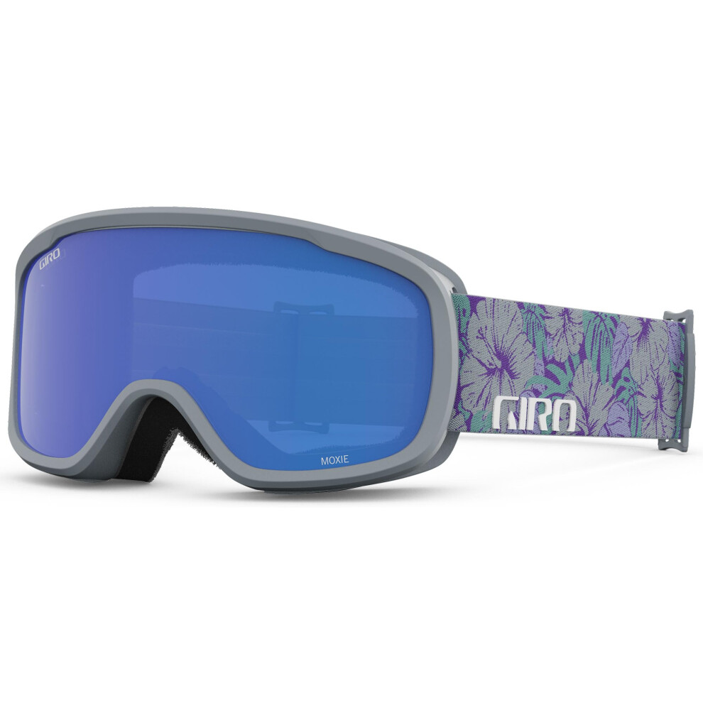 Giro Moxie Ski Goggles - Snowboard Goggles For Women & Youth - Botanical Strap With Cobalt/Yellow Lenses Grey/Cobalt