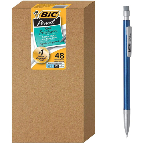 BIC BIC Xtra-Precision Μηχανικό Μολύβι, Μεταλλικό Σώμα, Λεπτή Μύτη (0.5mm), 48-Τεμάχια 1
