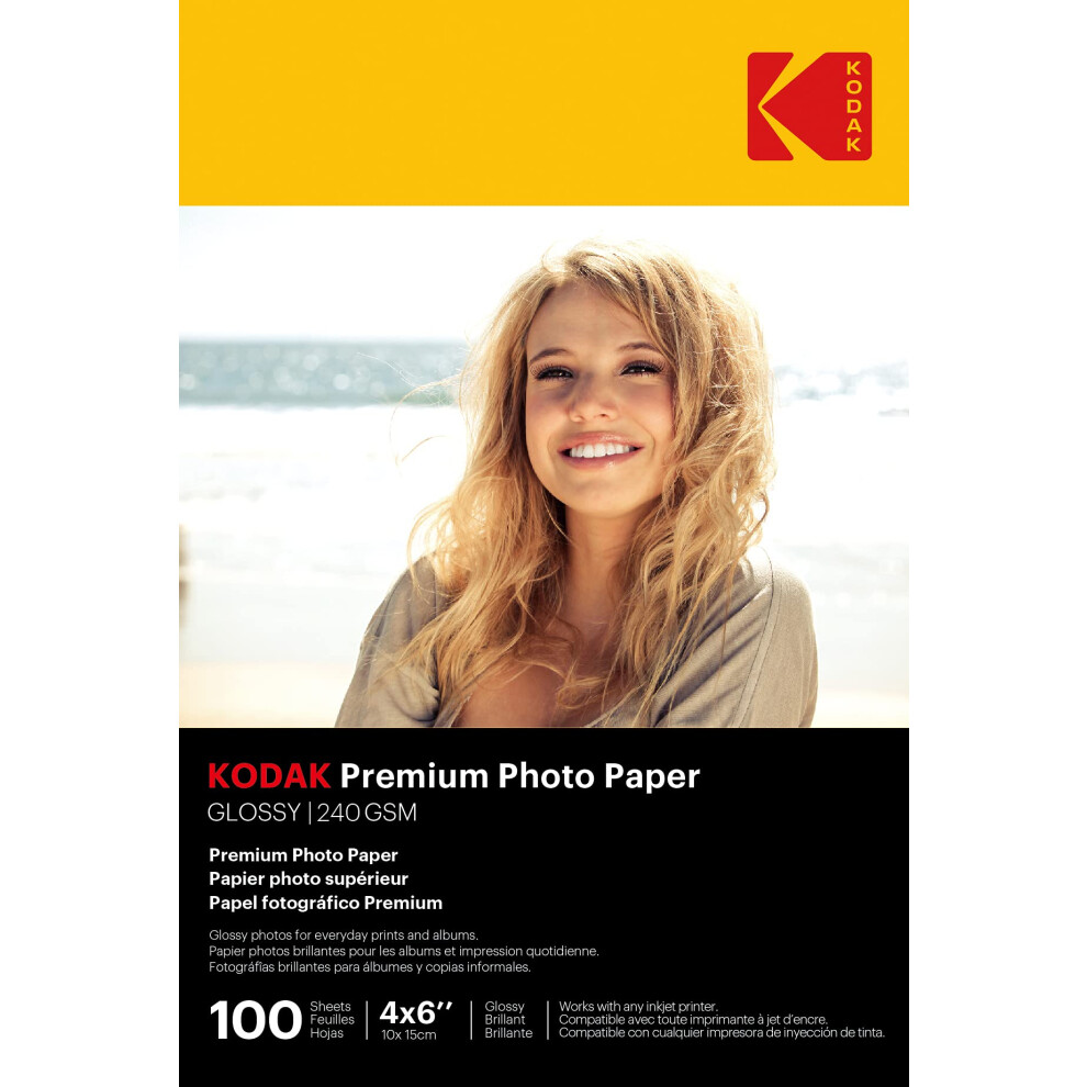 Kodak photo paper 4 x 6 glossy  100 count 66 lb - 240 g/m (41175-9891181)