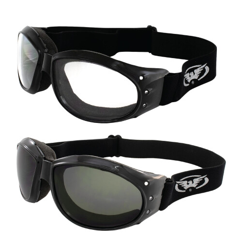 Γυαλιά Μοτοσικλέτας Global Vision Eliminator Deluxe Red Baron, Μαύροι Σκελετοί (Διαυγή και Σκοτεινά)