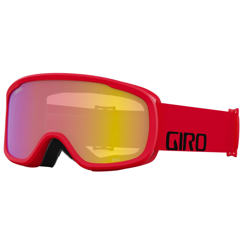 Giro Cruz Ski Goggles - Snowboard Goggles for Men  Women & Youth - Anti-Fog - OTG - Red Wordmark Strap with Yellow Boost Lens