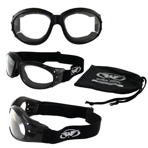 Γυαλιά Μοτοσικλέτας Global Vision Eliminator Deluxe Red Baron, Μαύροι Σκελετοί (Διαυγή και Σκοτεινά) 1