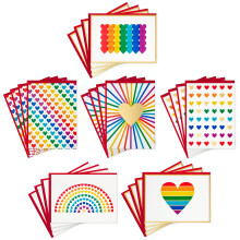 Hallmark Blank Cards Assortment Rainbow Hearts (24 Cards with Envelopes)