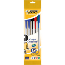 Bic Cristal Original Kugelschreiber, mittlere Spitze (1,0 mm), verschiedene Farben, 5er-Etui