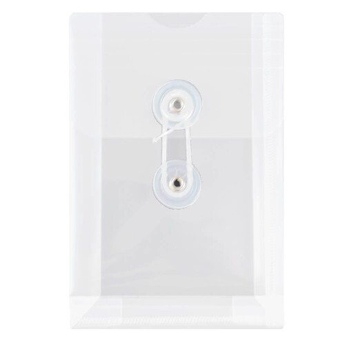 JAM PAPER Plastic Envelopes with Button & String Tie Closure - 4 1/4 x 6 1/4 - Clear - 3/Pack