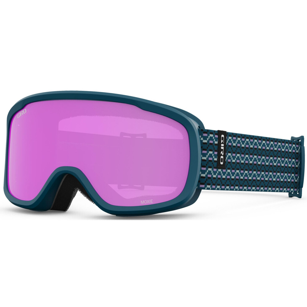 Giro Moxie Ski Goggles - Snowboard Goggles For Women & Youth - Harbor Sequence Strap With Pink/Yellow Lenses Blue/Amber/Pink