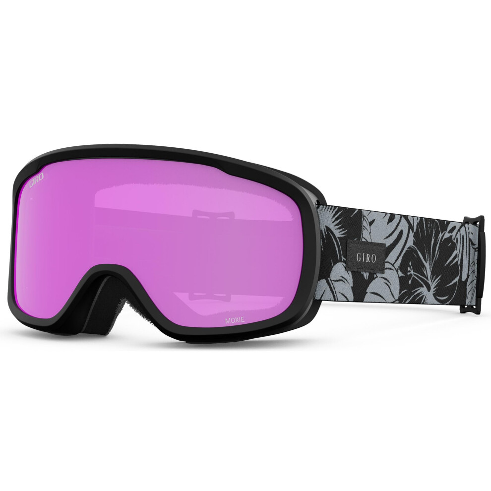 Maschera Da Sci Giro Moxie - Maschera Da Snowboard Per Donna E Ragazzo - Cinturino Botanical Lux Nero E Grigio Con Lenti Rosa Ambra/Gialle-image