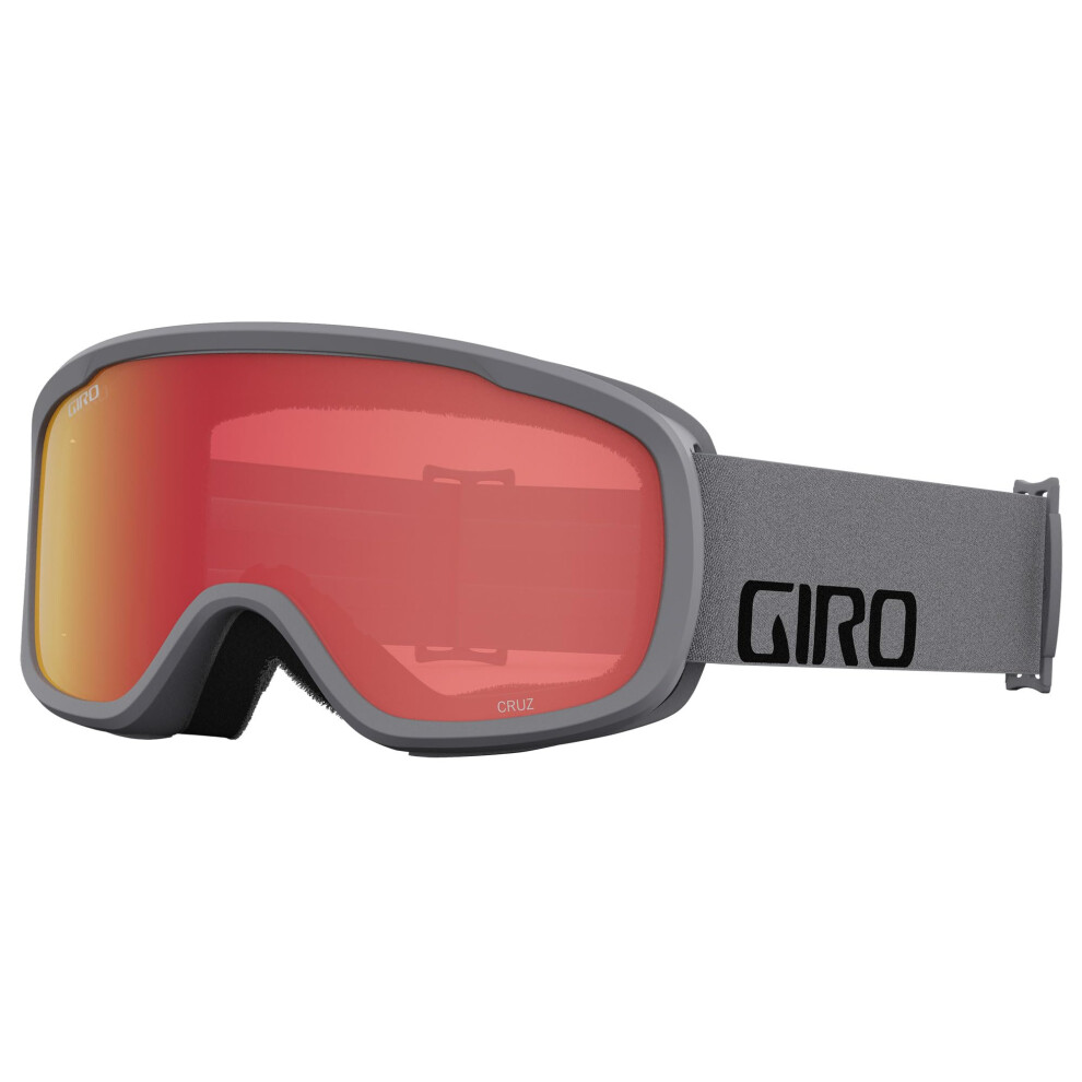 Giro Cruz Ski Goggles - Snowboard Goggles for Men  Women & Youth - Anti-Fog - OTG - Grey Wordmark Strap with Amber Scarlet Lens