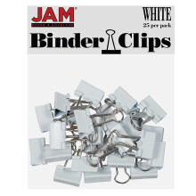 JAM PAPER Kleurrijke Binderclips - Klein - 3/4 Inch (19 mm) - Witte Binderclips - 25/Verpakking