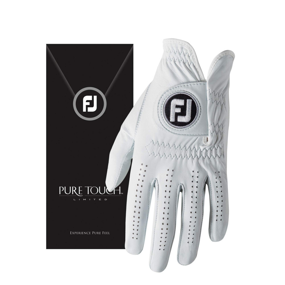 FootJoy Men's Pure Touch Limited Golf Gloves White Cadet Medium  Worn on Left Hand