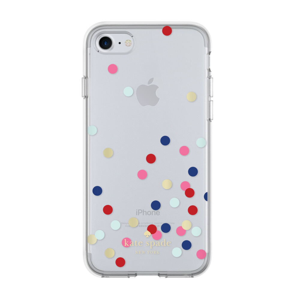 kate spade new york Flexible Hardshell Case for iPhone 8 - also compatible with iPhone 7 - Confetti Dot Clear / Multi / Gold