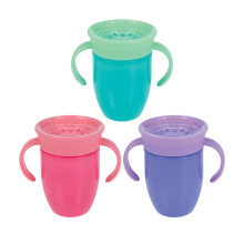 Nuby Wonder Cup se silikonovm lemem 360 Smart Edge (3 balen) 7 oz Aqua/Purple/Pink