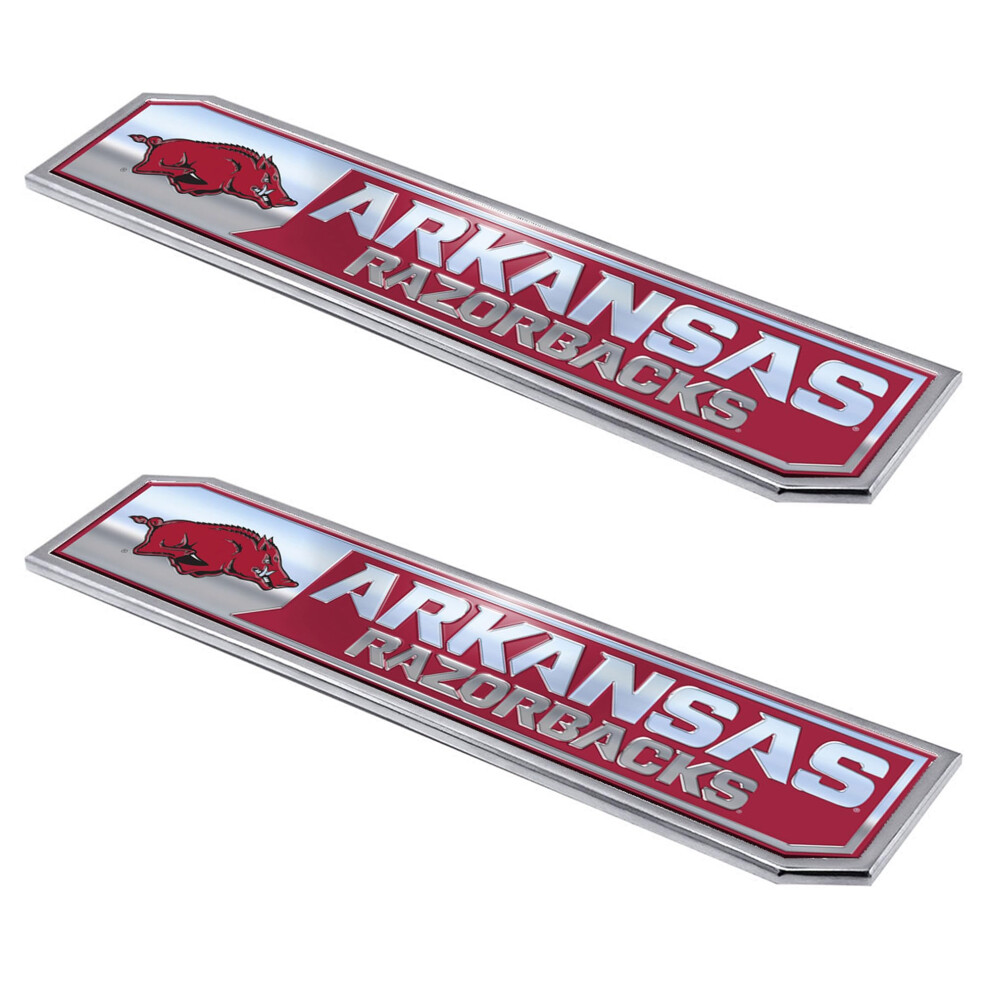 Fanmats 60828 Arkansas Razorbacks 2 Piece Heavy Duty Aluminum Embossed Truck Emblem Set 1.75 X 8.25 681620294101