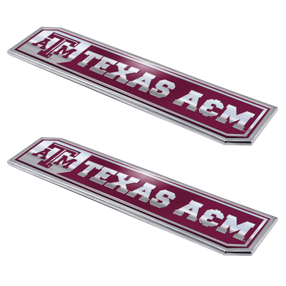 Fanmats 60848 Texas A&M Aggies 2 Piece Heavy Duty Aluminum Embossed Truck Emblem Set 1.75 X 8.25 681620294675