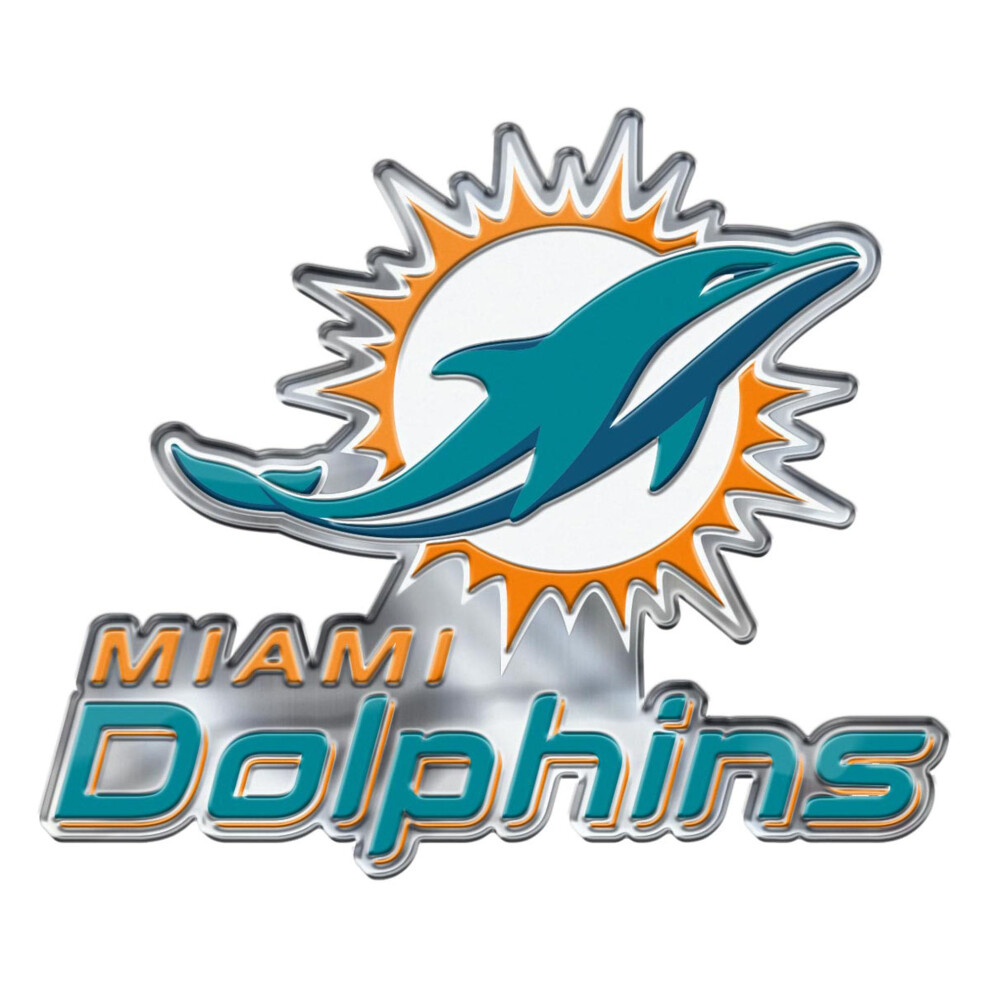 Fanmats 60603 Miami Dolphins Heavy Duty Aluminum Embossed Color Emblem Auto Emblem Decal - Alternate 681620266160