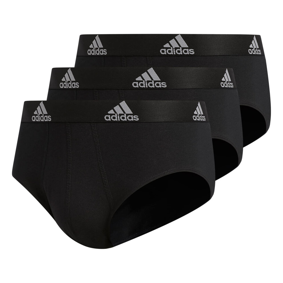 adidas Men's Stretch Cotton Brief Underwear (3-Pack)  Black/Light Onix Grey  Small
