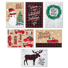 Hallmark Boxade Julkort, Rustika Högtider (6 Designer, 24 Kort med Kuvert)