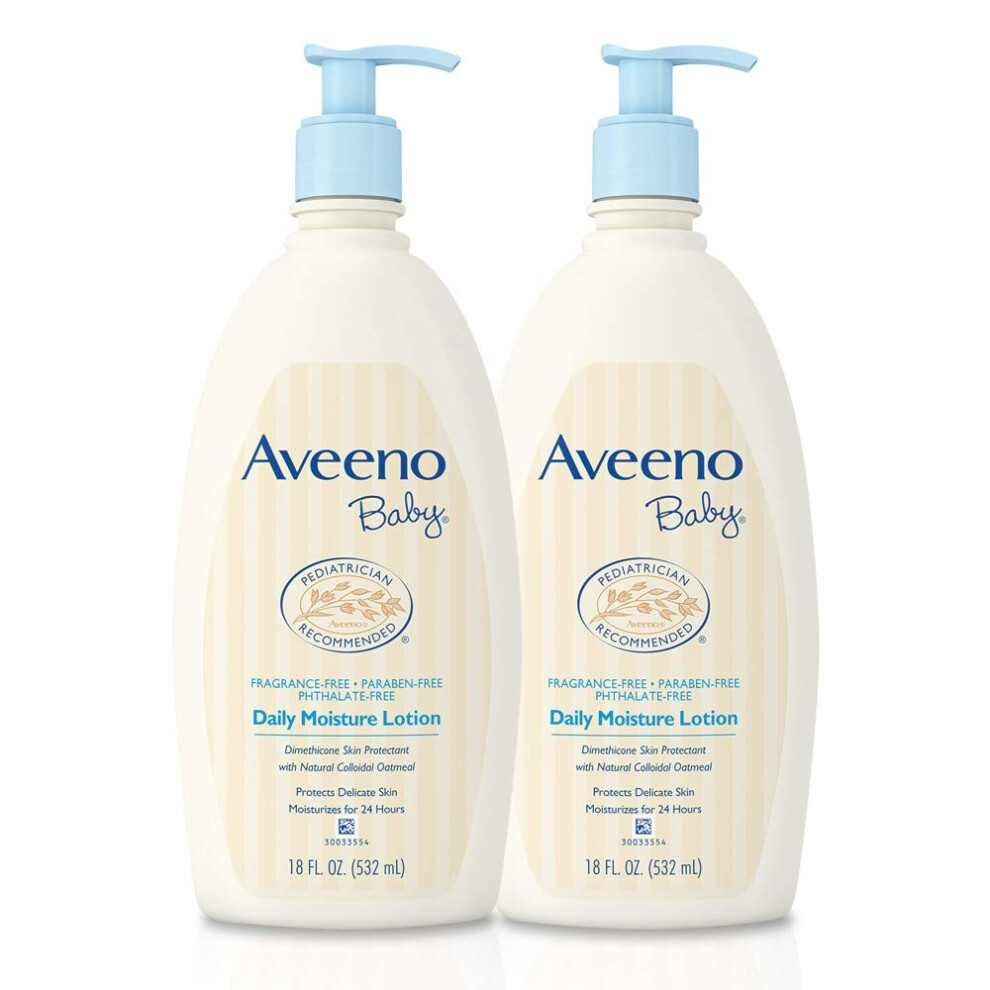 Aveeno Baby Daily Moisture Lotion with Oatmeal & Dimethicone  Fragrance-Free  18 fl. oz  Twin Pack