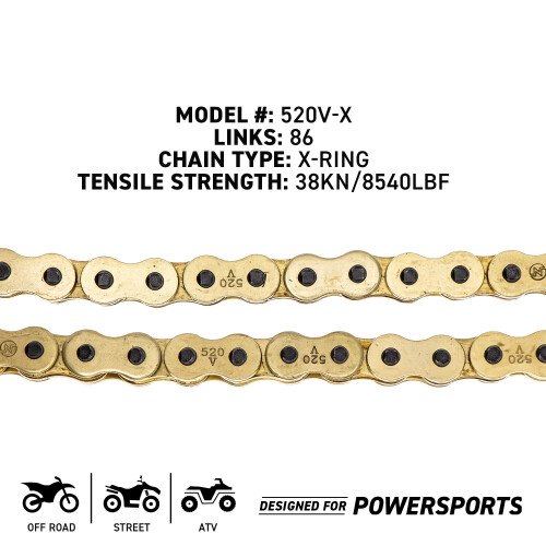 NICHE Gold 520 X-Ring Chain 86 Links With Connecting Master Link 1