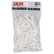 JAM PAPER Duurzame Rubber Bands - Maat 64 - Witte Multi-Use Rubberbands - 100/Verpakking