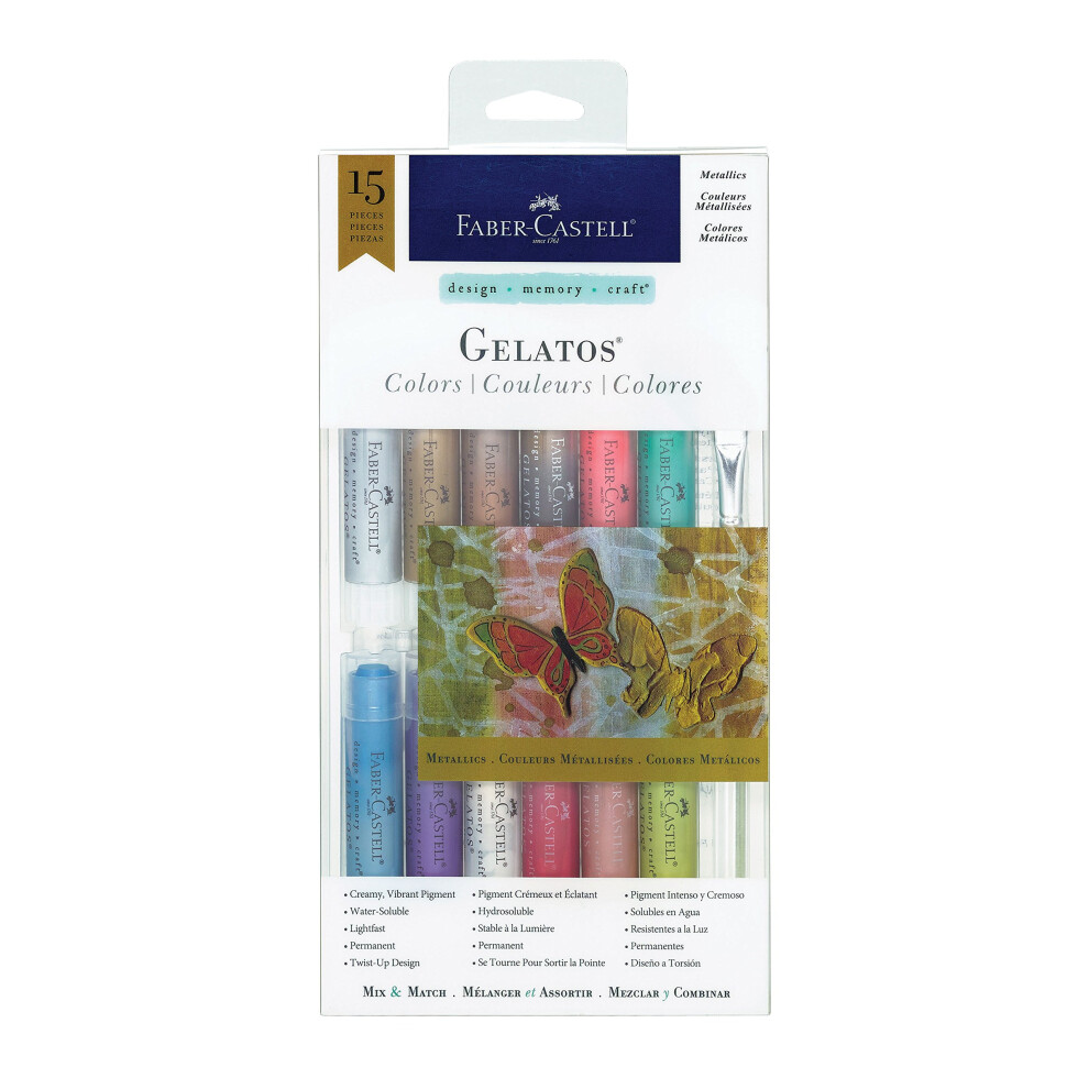 Faber-Castell Gelatos Colors Set  Metallics - Water Soluble Pigment Crayons