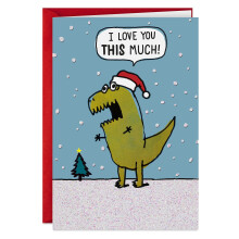 Hallmark Shoebox Vicces karcsonyi dvzlolap (T-Rex I Love You Much) Dinoszaurusz Mikuls sapkval