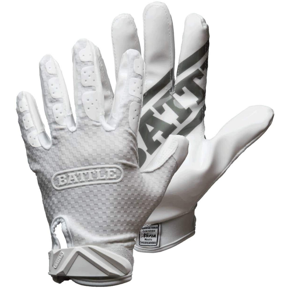 Battle Sports Triple Threat Wide Receiver Football-Handschuhe, Ultra Stick, F R Erwachsene Und Jugendliche, Gr E S, Wei-image