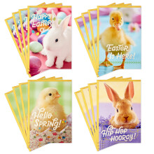 Hallmark Paaskaarten Assortiment Konijntjes en Kuikens (16 Kaarten met Enveloppen)