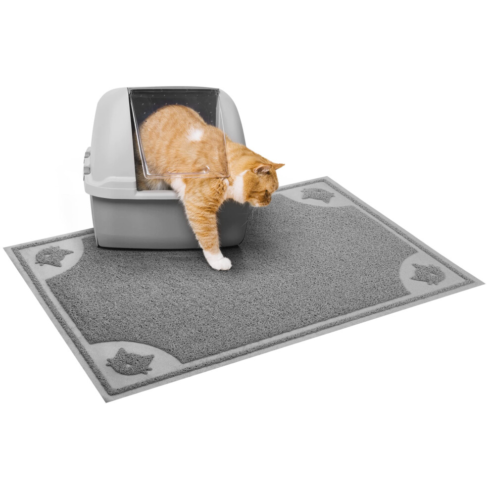 Mr. Pen - Grand tapis de liti   re pour chat 23,5 x 35,2 pouces, gris, tapis de pi   geage pour bac     liti   re, grand format