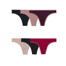 Fruit of the Loom Dames Lichtgewicht Microfiber Ondergoed, Glad Onder Kleding, Plusmaat, Ribbed Thong-6 Pack