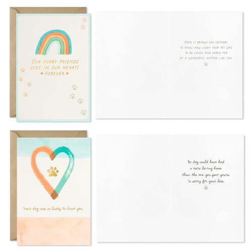 Hallmark Pet Sympathy Cards Sortimento de coraes e arco-ris (16 cartes e envelopes) 2